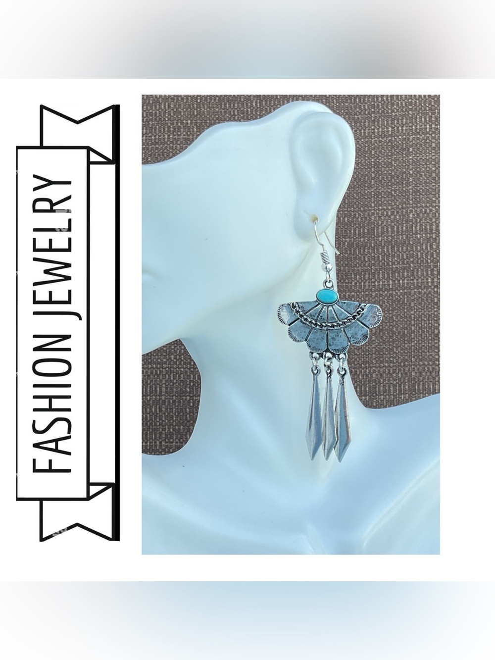 🌟🌟 Turquoise Fan Dangle Earrings